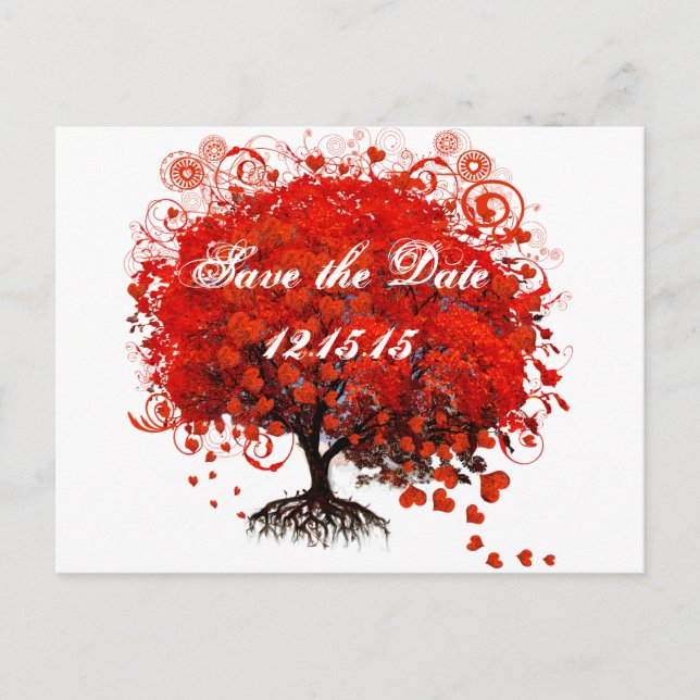 Cartão Postal De Anúncio Camisetas de Casamento Red Tree, Presentes, Adesiv (Frente)