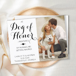 Cartão Postal De Anúncio Cão De Honra Foto Pet Wedding Salvar Data