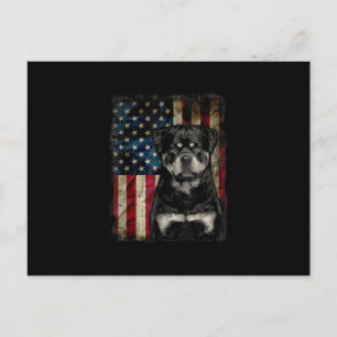 Cartão Postal De Anúncio cão rottweiler 4º de julho de patriótico da ban