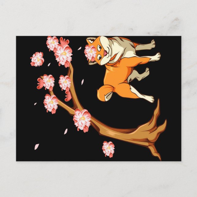 Cartão Postal De Anúncio Cão Shiba Inu Engraçado | Presente Significativo p (Frente)