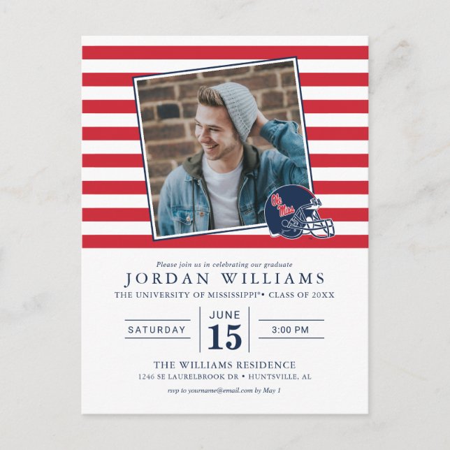 Cartão Postal De Anúncio Capacete de Futebol Ole Miss | Azul Escuro (Frente)