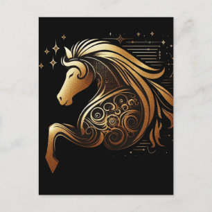 Cartão Postal De Anúncio Capricórnio Zodíaco Cavalo Dourado Astrologia
