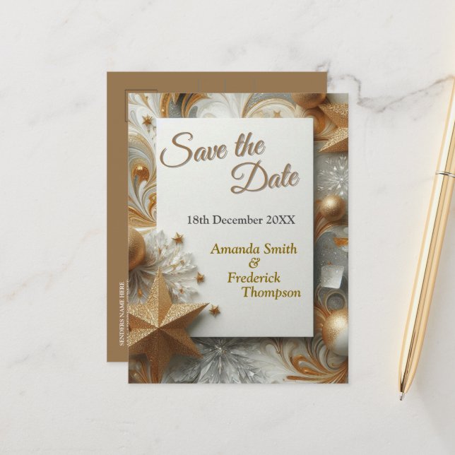 Cartão Postal De Anúncio Capturar Arte Cena de Inverno e Cristais de Neve e (Frente/Verso In Situ)