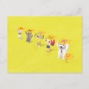 Cartão Postal De Anúncio Caracteres de agradecimento