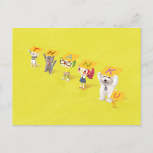 Cartão Postal De Anúncio Caracteres de agradecimento