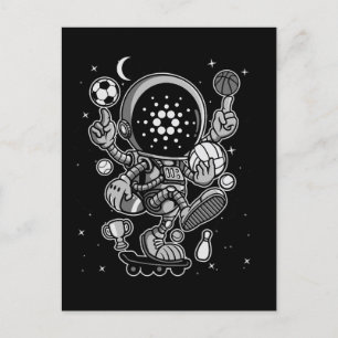 Cartão Postal De Anúncio Cardano Moeda-Cripto Astronauta