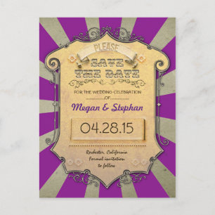 Cartão Postal De Anúncio Carnaval Roxo Save the Date