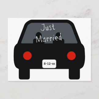 Cartão Postal De Anúncio Carro do recem casados