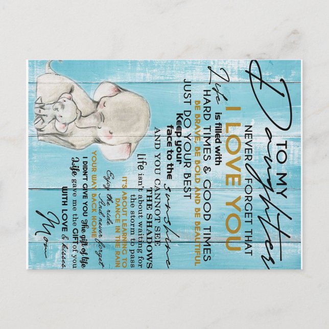 Cartão Postal De Anúncio Carta Adorável Para Minha Filha, Presente Adorável (Frente)