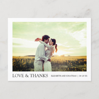 Cartão Postal De Anúncio Cartão de Agradecimento de Casamento com Foto Simp