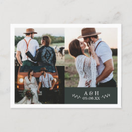 Cartão Postal De Anúncio Cartão de Agradecimento de Casamento com Monograma