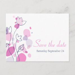 Cartão Postal De Anúncio Cartão de aviso de data de casamento com pétalas d