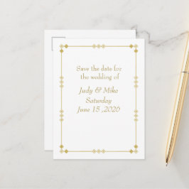 Cartão Postal De Anúncio Cartão de aviso de data de casamento elegante em b