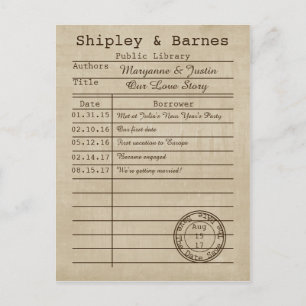 Cartão Postal De Anúncio Cartão de Biblioteca Antigo Salve a Data