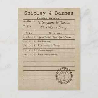 Cartão Postal De Anúncio Cartão de Biblioteca Antigo Salve a Data