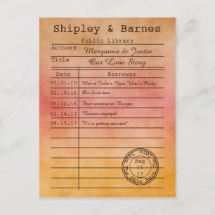 Cartão Postal De Anúncio Cartão de Biblioteca Vintage Laranja Dourado Salva