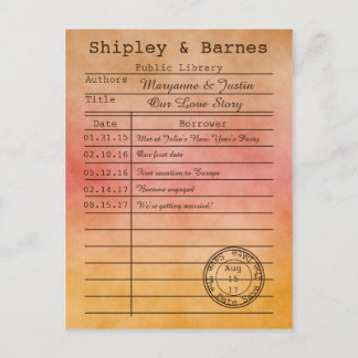 Cartão Postal De Anúncio Cartão de Biblioteca Vintage Laranja Dourado Salva