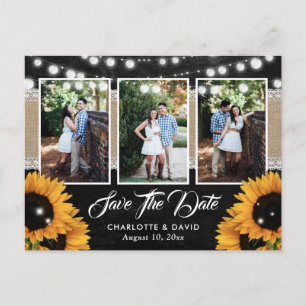 Cartão Postal De Anúncio Cartão de casamento de girassóis ao sol em quadro 
