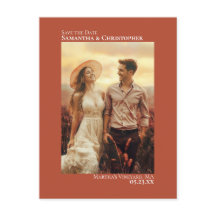 Cartão de Casamento Minimalista Terracota Foto Sav