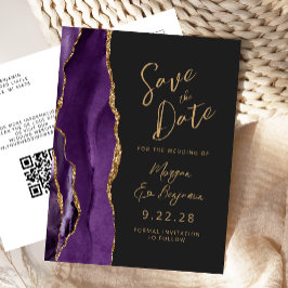 Cartão Postal De Anúncio Cartão de Data de Casamento com Código QR em Ágata