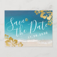 Cartão de Data de Salvamento de Casamento de Praia