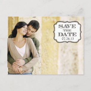 Cartão Postal De Anúncio Cartão de Foto de Salvar a Data com Etiqueta de Re