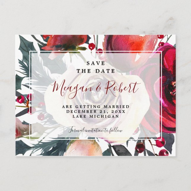 Cartão Postal De Anúncio cartão de natal de inverno para salvar a data (Frente)