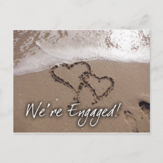 Cartão Postal De Anúncio Cartão de noivado de amor na praia