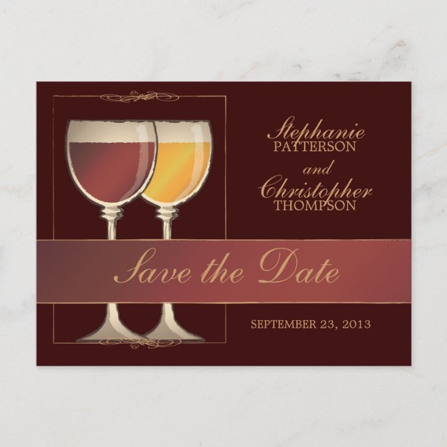 Cartão Postal De Anúncio Cartão de Número de Mesa para Vinho Tinto e Branco (Frente)