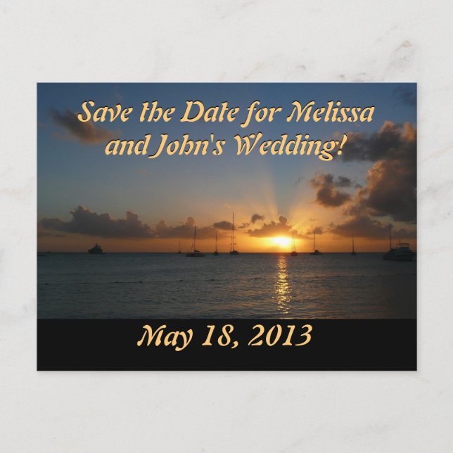 Cartão Postal De Anúncio Cartão de pôr do sol com veleiros (Frente)