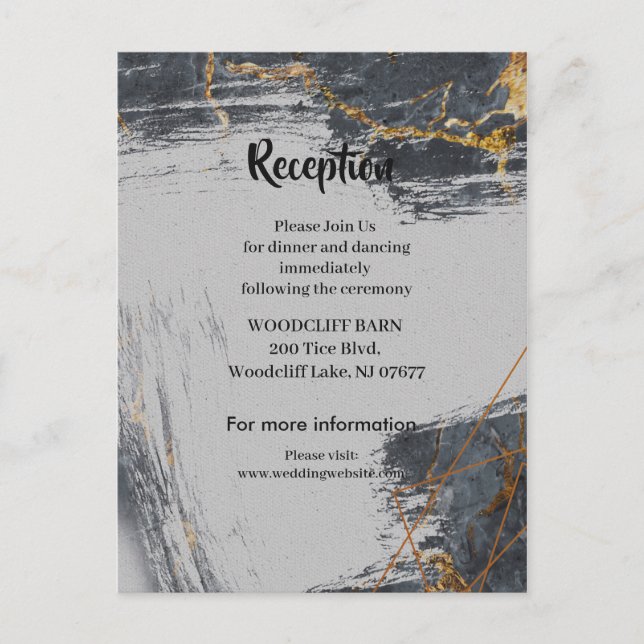 Cartão Postal De Anúncio Cartão de recepção geométrico com brilho de mármor (Frente)