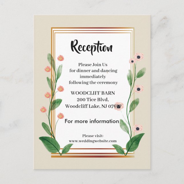 Cartão Postal De Anúncio Cartão de recepção sofisticado e clássico (Frente)