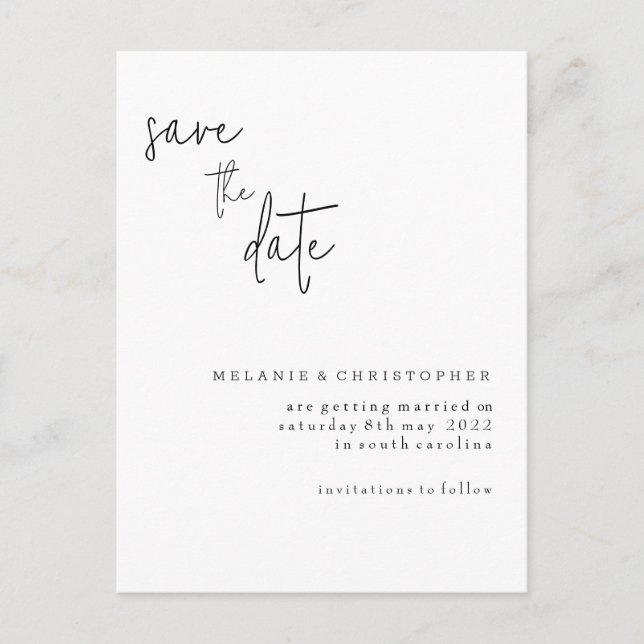 Cartão Postal De Anúncio Cartão de Reserva de Data (Frente)