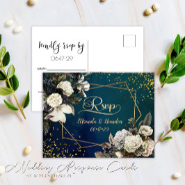 Cartão Postal De Anúncio Cartão de Resposta de Casamento Moderno Floral Esm