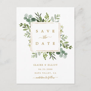 Cartão Postal De Anúncio Cartão de Salvar a Data de Casamento com Folhagem 