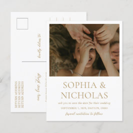 Cartão Postal De Anúncio Cartão de Salvar a Data de Casamento com Foto Mode
