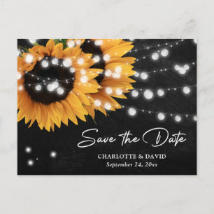 Cartão Postal De Anúncio Cartão de Salvar a Data de Casamento com Girassóis