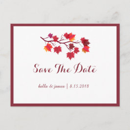 Cartão Postal De Anúncio Cartão de Salvar Data de Casamento Folhas de Outon