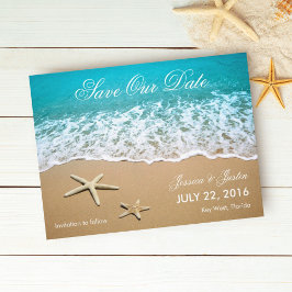Cartão Postal De Anúncio Cartão de Save the Date com Estrelas do Mar