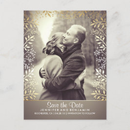 Cartão Postal De Anúncio Cartão de Save the Date com Foto e Folha de Bebê e