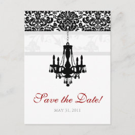 Cartão Postal De Anúncio Cartão de Save the Date com Lustre Damask PB