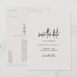Cartão Postal De Anúncio Cartão de Save the Date de Casamento Bege Neutro A