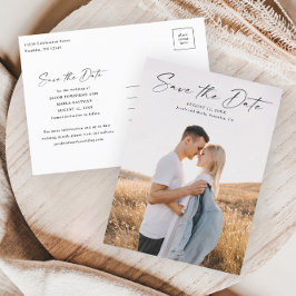 Cartão Postal De Anúncio Cartão de Save the Date de casamento com foto e le