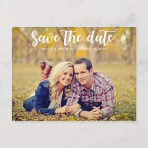 Cartão Postal De Anúncio Cartão de Save the Date de casamento com foto rúst