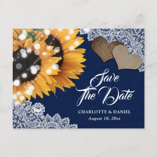 Cartão Postal De Anúncio Cartão de Save The Date de casamento em lona de ju