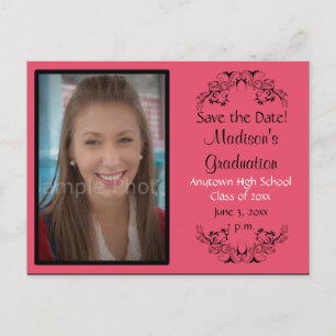 Cartão Postal De Anúncio Cartão de Save the Date de formatura com foto pers