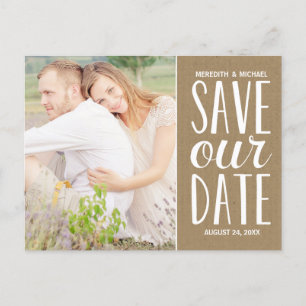 Cartão Postal De Anúncio Cartão de Save the Date de Foto em Papel Kraft Rús