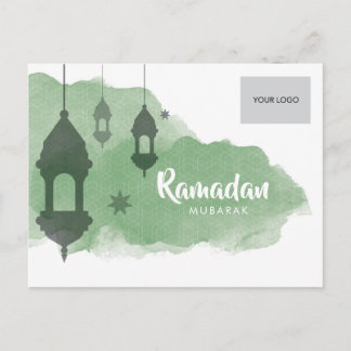 Cartão Postal De Anúncio Cartão incorporado de Ramadan - verde