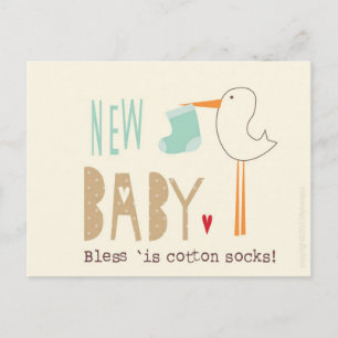 Cartão Postal De Anúncio Cartão Manc - New Baby Boy Bless é meias de algodã