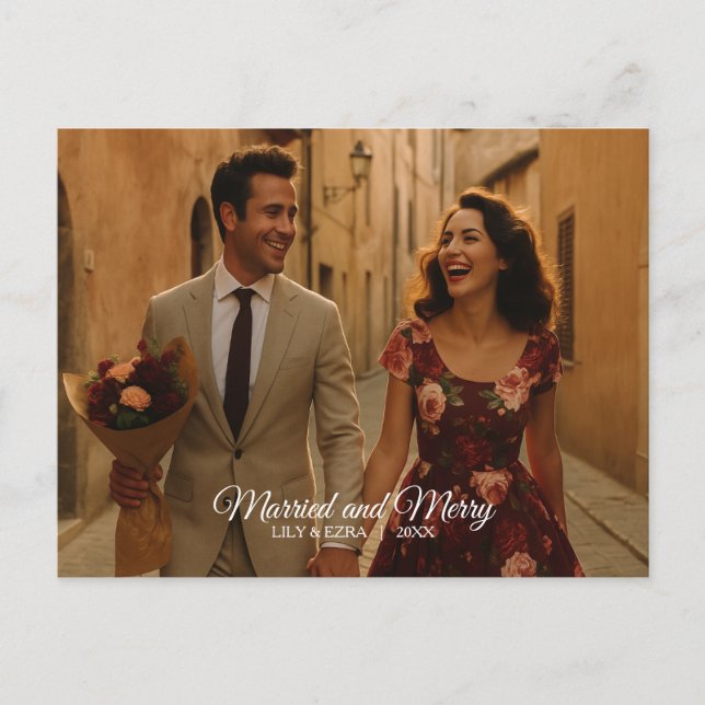 Cartão Postal De Anúncio Cartão-postal casado e Feliz (Frente)